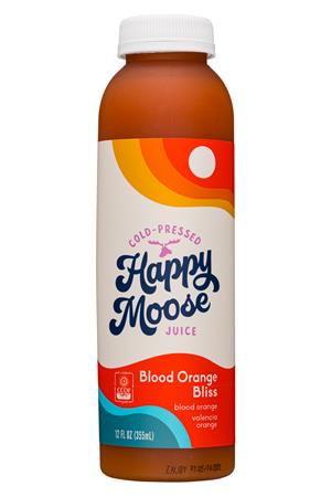 Happy Moose Juice: HappyMoose-12oz-2021-CPJuice-BloodOrangeBliss-Front