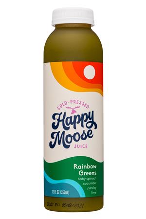 Happy Moose Juice: HappyMoose-12oz-2021-CPJuice-RainbowGreens-Fronts