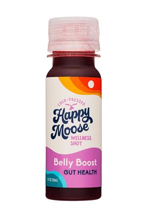 Happy Moose Juice: HappyMoose-2oz-2021-WellnessShot-BellyBoost-Front
