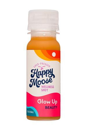 Happy Moose Juice: HappyMoose-2oz-2021-WellnessShot-GlowUp-Front