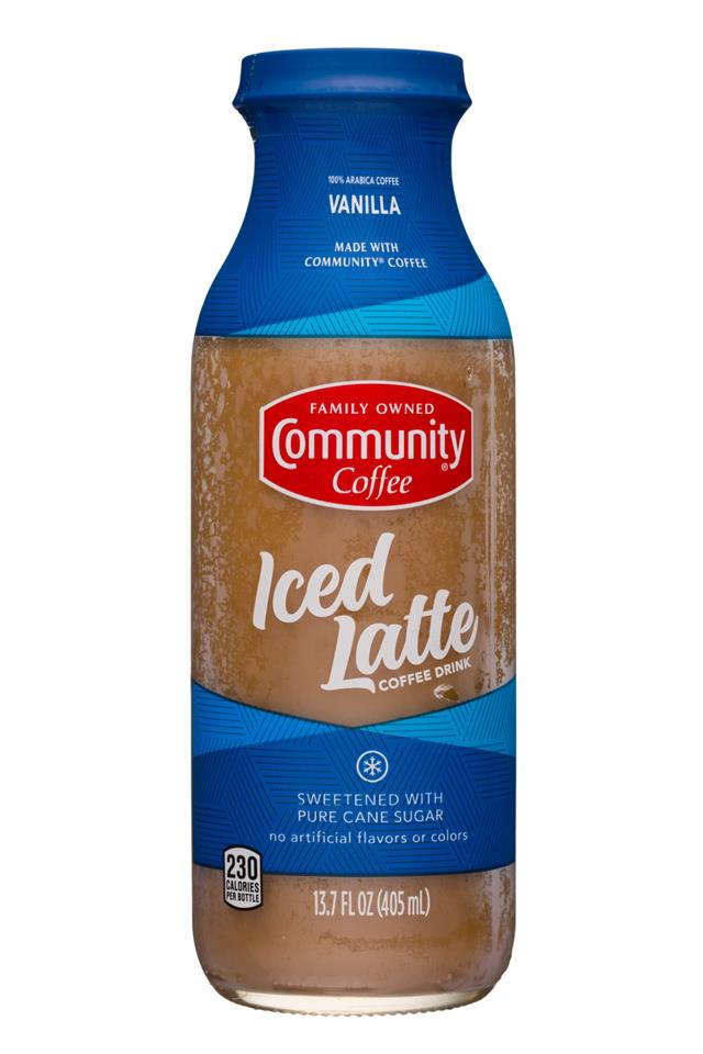 Community Coffee: CommunityCoffee-14oz-IceLatte-Vanilla-Front