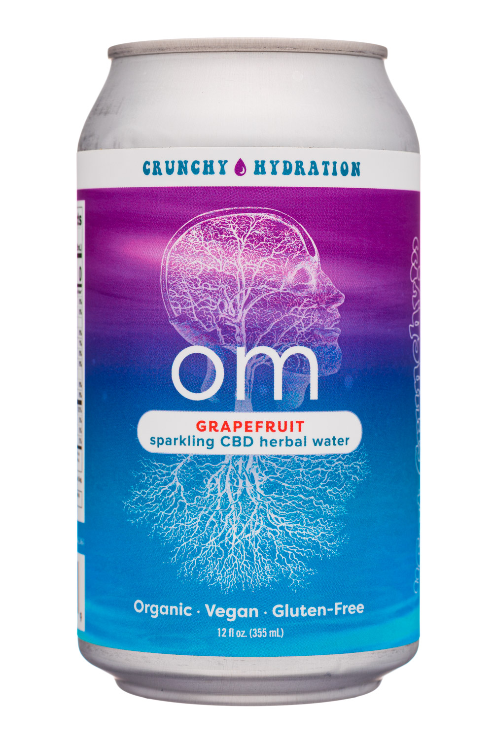 Crunchy Hydration: Om-12oz-HerbalWater-CBD-Grapefruit-Front