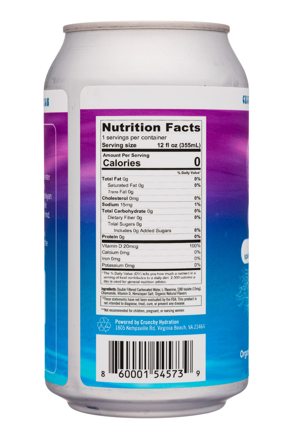 Crunchy Hydration: Om-12oz-HerbalWater-CBD-Grapefruit-Facts
