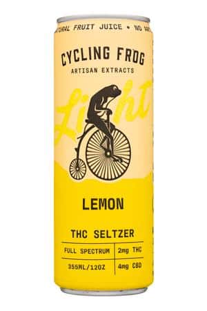 Cycling Frog: CyclingFrog-12oz-2023-THCSeltz-Lemon-Front