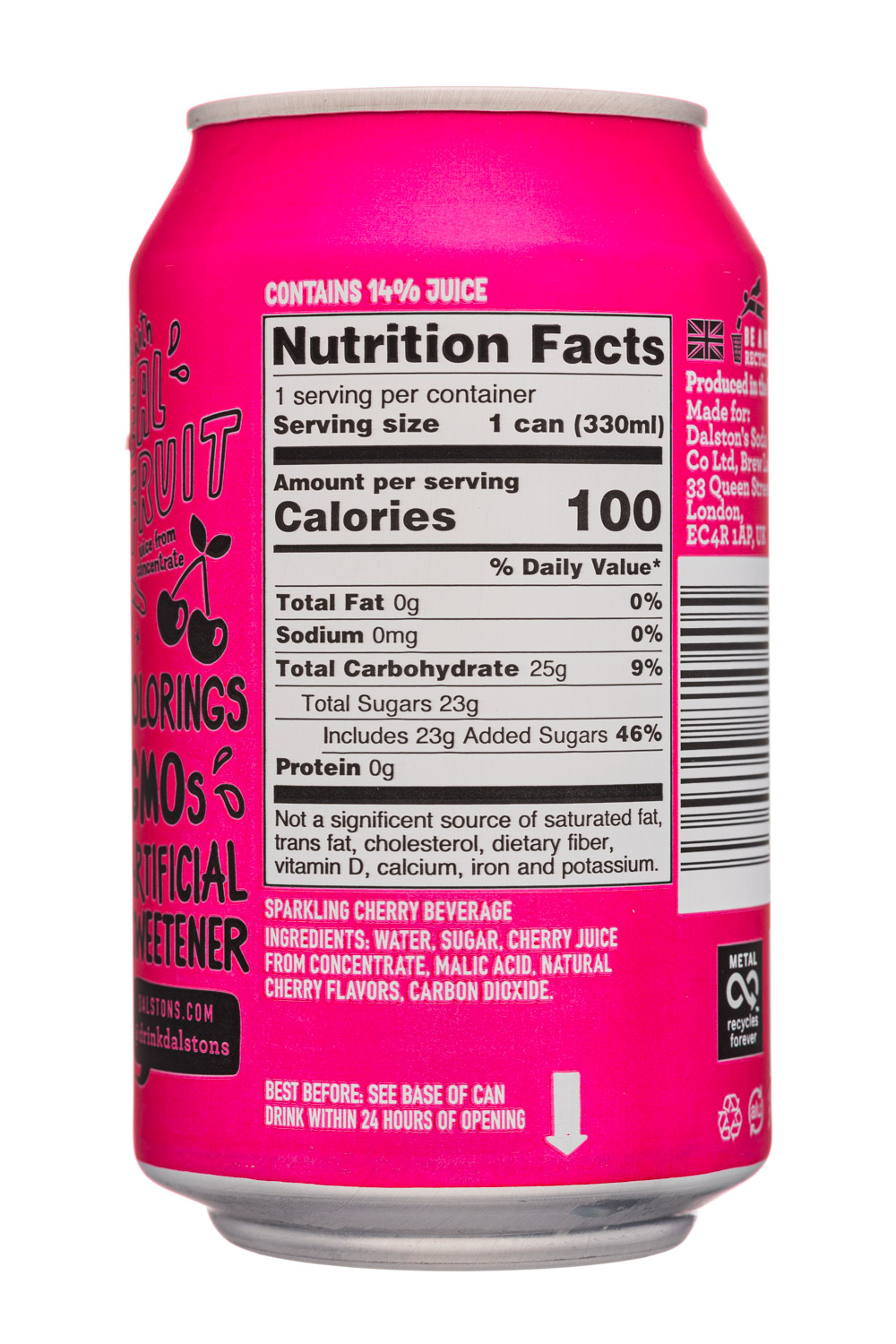 Dalston's : Dalstons-12oz-Soda-SparklingCherryade-Facts