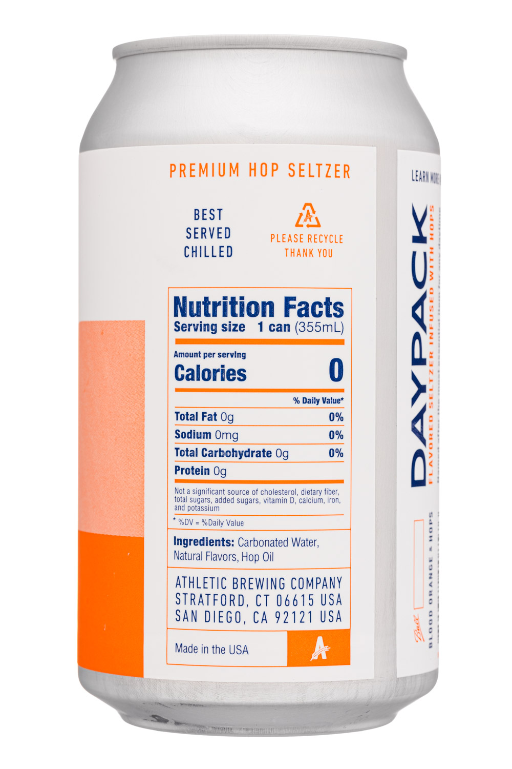 DayPack Sparkling Water: AthleticBrewing-12oz-2020-Daypack-HopSeltz-BloodOrange-Facts