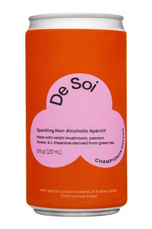 De Soi  Sparkling Non-Alcoholic Apertif: DeSoi-8oz-2022-Aperitif-ChampignonDreams-Front