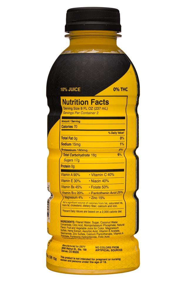 DEFY: Defy-16oz-PerfDrink-20mgHemp-Lemonade-Facts