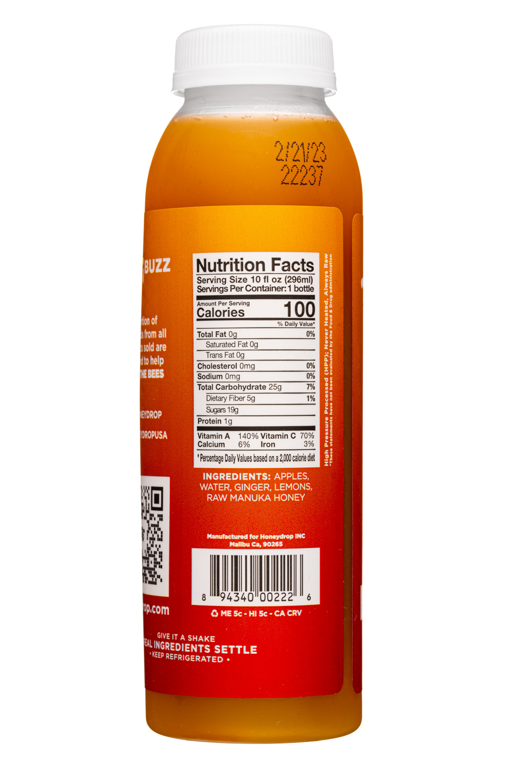 Honeydrop: HoneyDrop-10oz-2022-Lemonade-AppleGinger-Facts