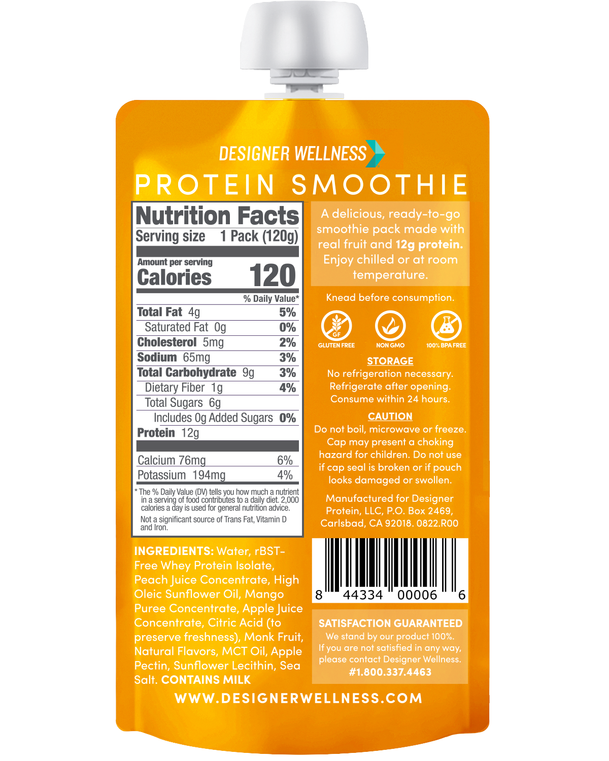 Designer Wellness: Photo of Designer Wellness Protein Smoothie - Peach Mango - Designer Wellness (uploaded by company)