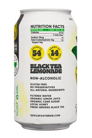 Devil's Foot Beverage Company: DevilsFoot-12oz-2023-BlackTeaLemonade-Facts