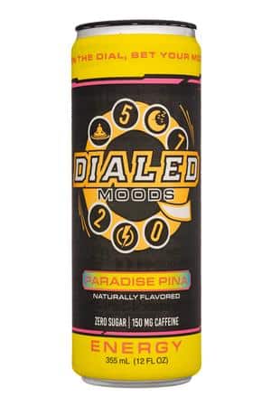 Dialed Moods: Dialed-12oz-2025-Moods-Energy-ParadisePina-Front