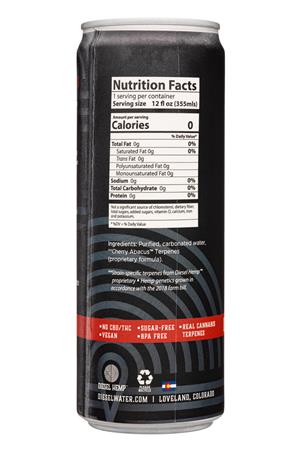 Diesel Water: DieselWater-12oz-2021-TerpInfused-CherryAbacus-Facts