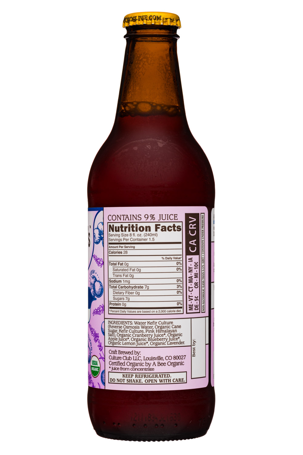 Doctor D's : DoctorDs-12oz-SparklingProbiotic19-BerryLavender-Facts