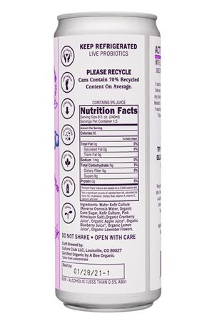 Doctor D's : DoctorDs-12oz-2020-SparklingProbiotic-BerryLavender-Facts