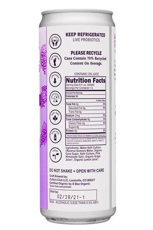 Doctor D's : DoctorDs-12oz-2020-SparklingProbiotic-ConcordGrape-Facts