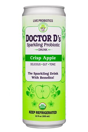 Doctor D's : DoctorDs-12oz-2020-SparklingProbiotic-CrispApple-Front