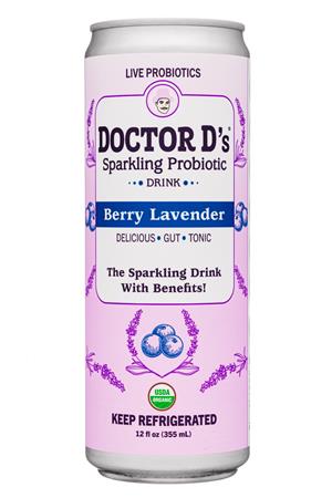 Doctor D's : DoctorDs-12oz-2020-SparklingProbiotic-BerryLavender-Front