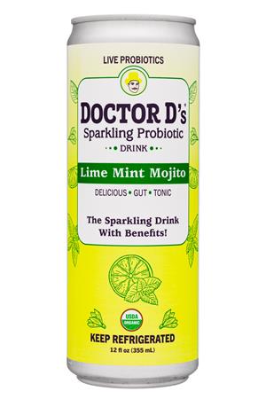 Doctor D's : DoctorDs-12oz-2020-SparklingProbiotic-LimeMintMojito-Front