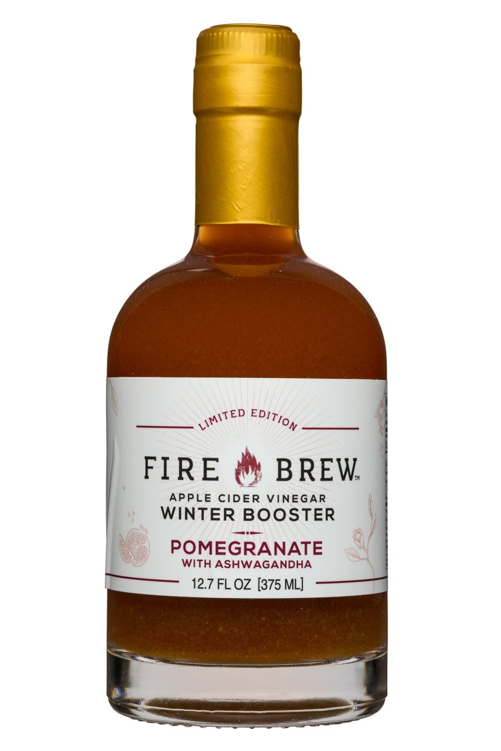 Drink Fire Brew: FireBrew-13oz-ACV-WinterBooster-Pomegranate-Front