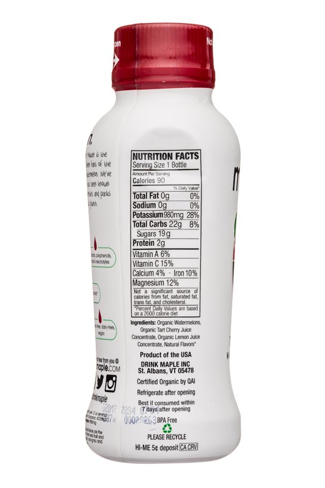 Drink Maple: DrinkMaple-12oz-Melon-TartCherry-Facts