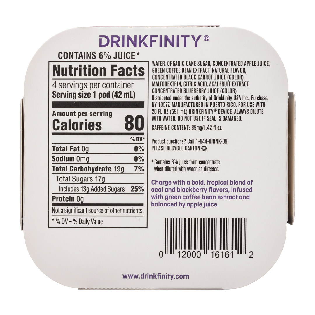 Drinkfinity: Drinkfinity-4pods-Acai-Charge-Facts