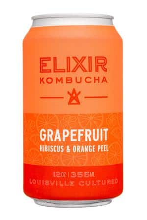 Elixir Kombucha: ElixerKombucha-12oz-2022-Grapefruit-Front