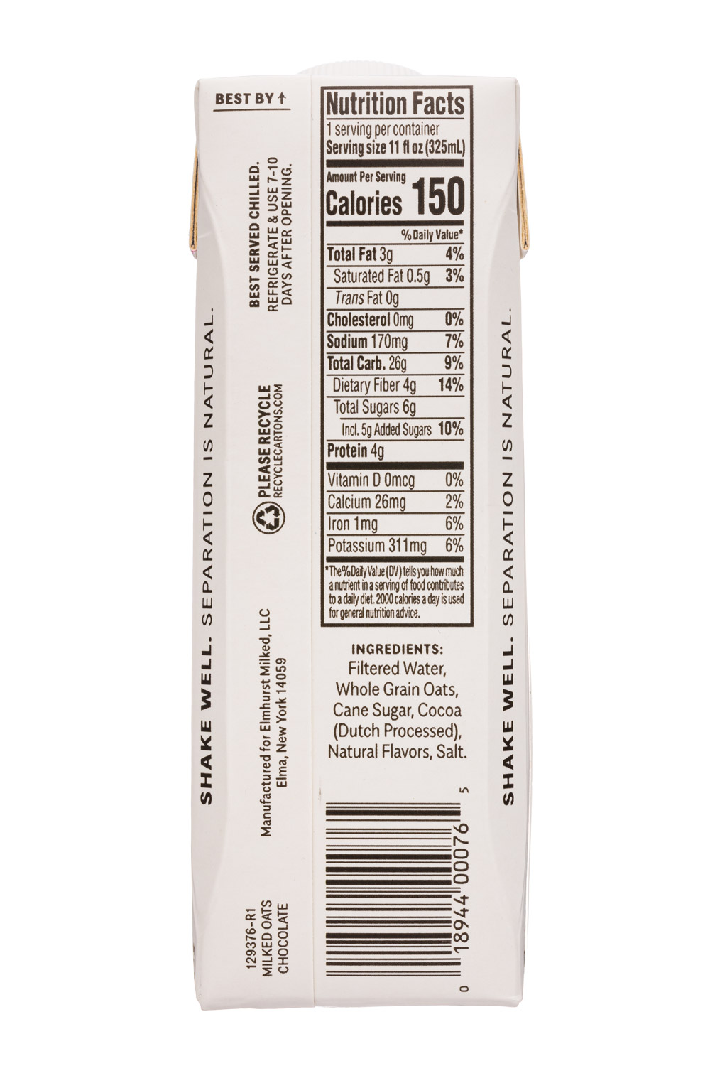 Elmhurst: Elmhurst-11oz-2020-MilkedOats-Choc-Facts