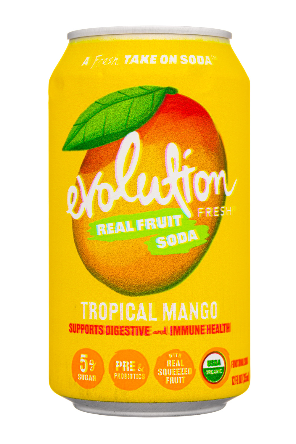Evolution Fresh Real Fruit Soda: EvolutionFresh-12oz-2024-FruitSoda-TropicalMango-Front