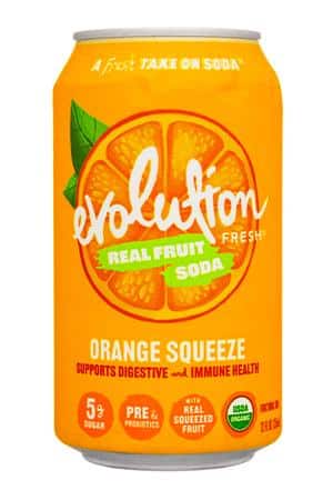 Evolution Fresh Real Fruit Soda: EvolutionFresh-12oz-2024-FruitSoda-OrangeSqueeze-Front