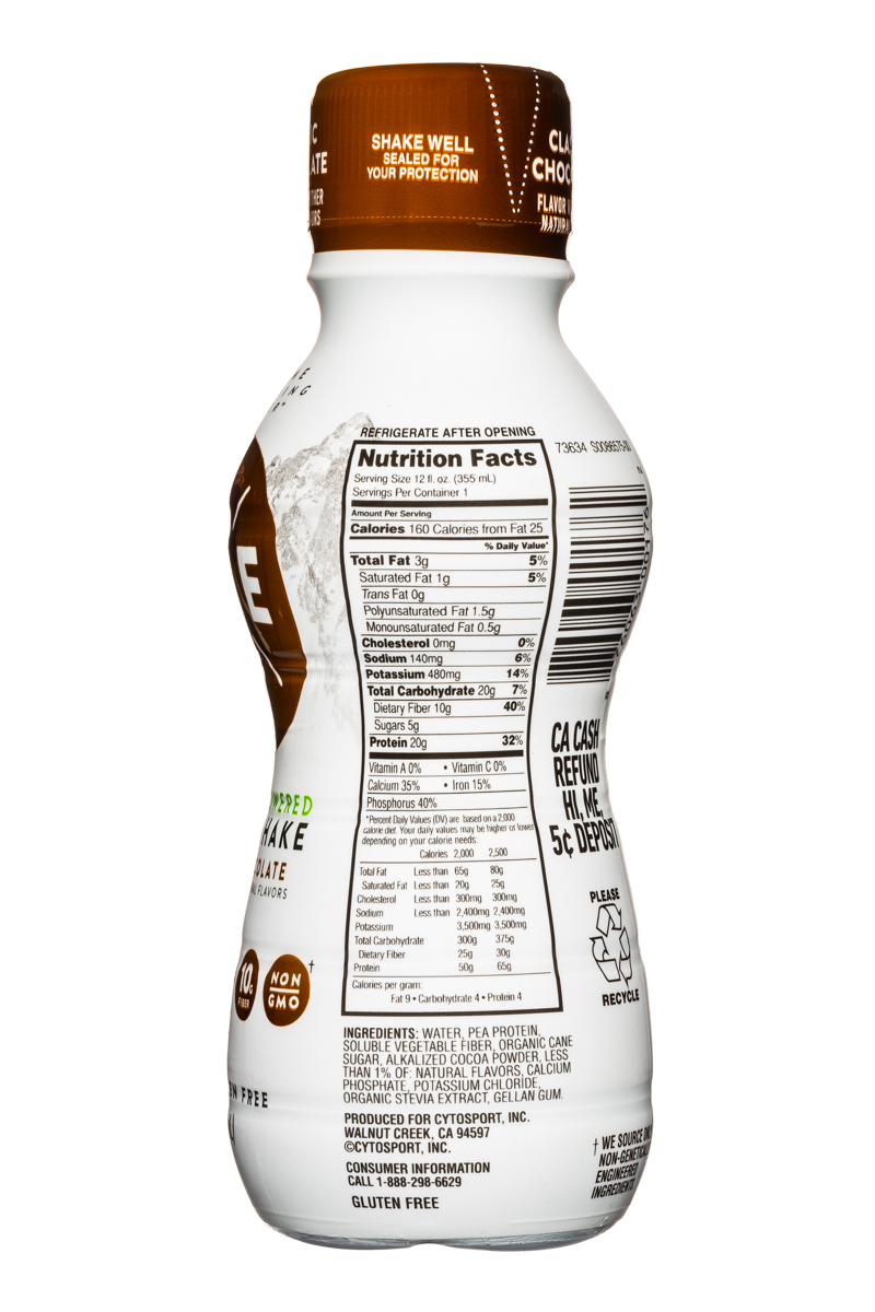 Evolve: Evolve-ProteinShake-12oz-ClassicChoc-Facts