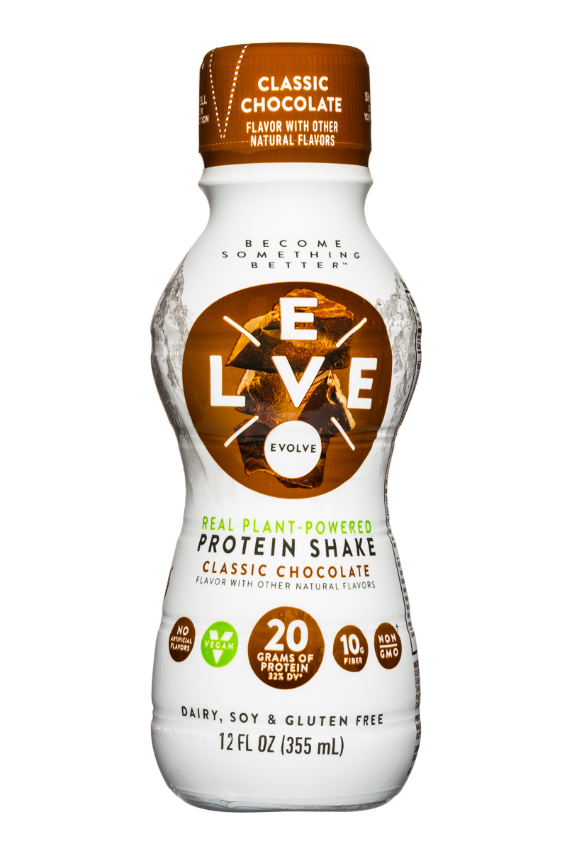 Evolve: Evolve-ProteinShake-12oz-ClassicChoc-Front