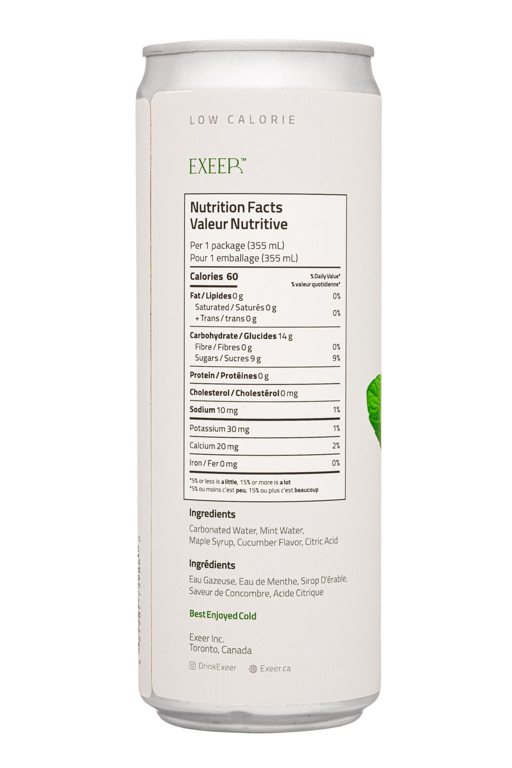 Exeer: Exeer-12oz-2022-SparkNA-MintSoother-Facts