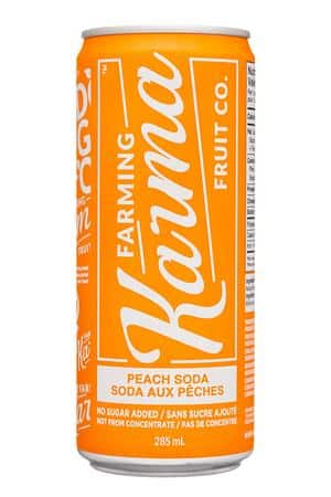 Farming Karma: FarmingKarmaFruitCo-285ml-2023-Soda-Peach-Front