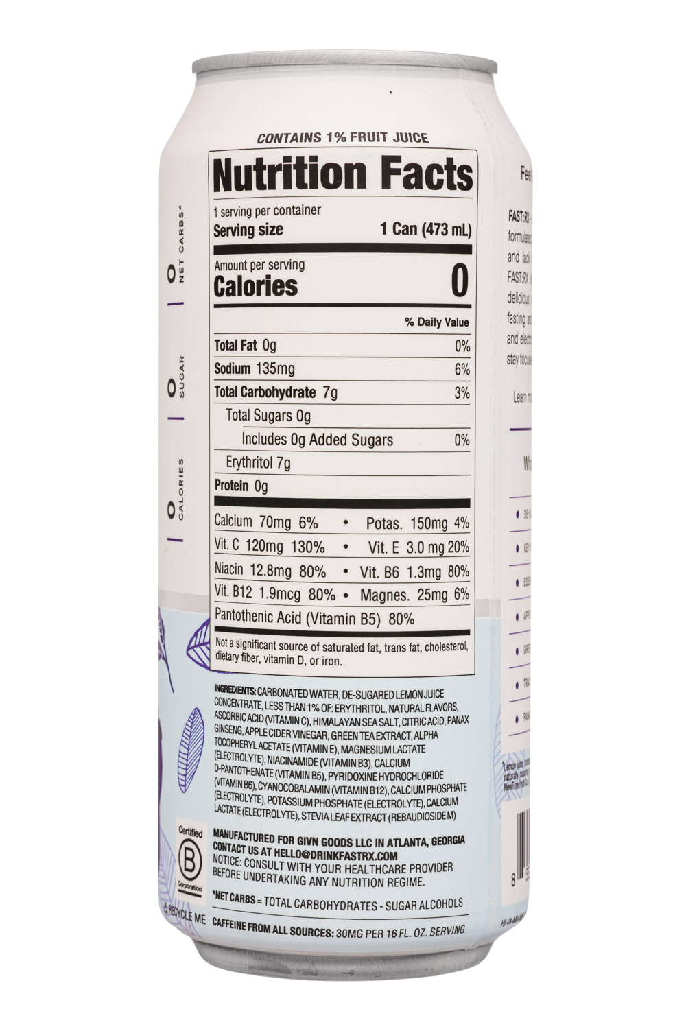 FAST:RX: FastRX-16oz-2025-Sparkling-BluebAcai-Facts