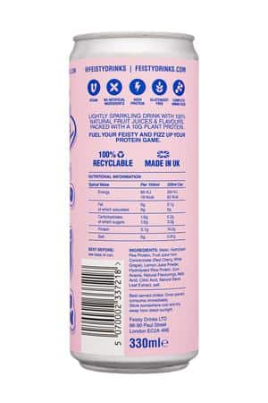 Feisty.: Feisty-330ml-2025-ProteinSoda-SourCherryBlackCurrant-Facts