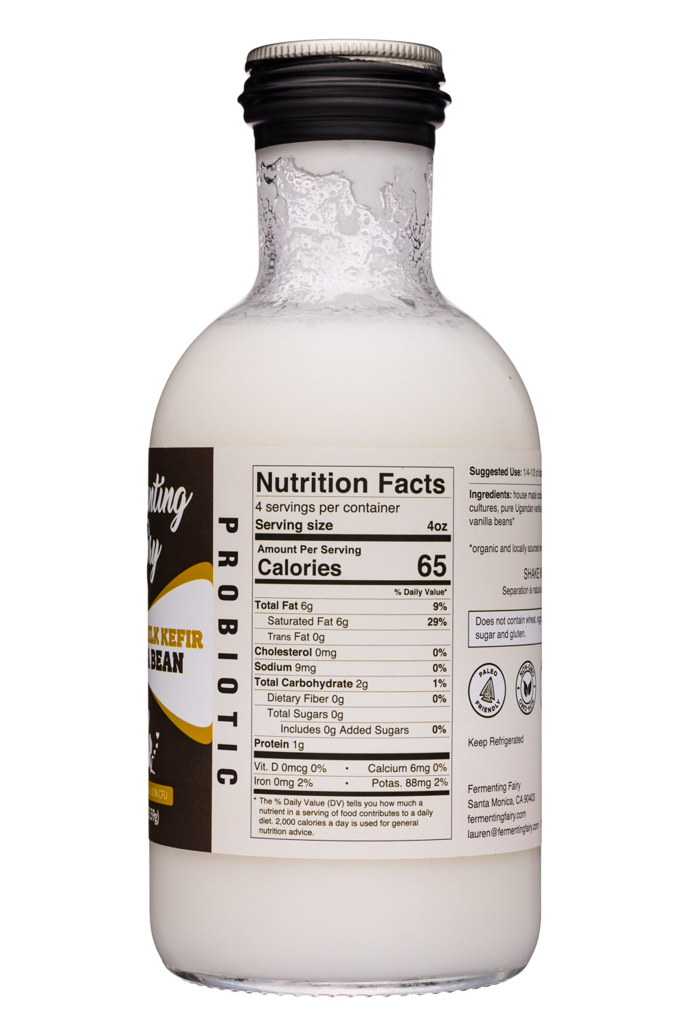 Fermented Fairy: FermentingFairy-16oz-CoconutKefir-VanillaBean-Facts