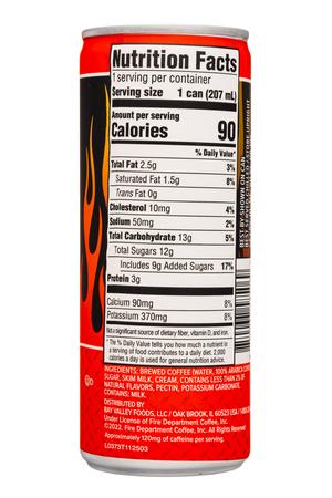 Fire Department Coffee: FireDeptCoffee-7oz-2022-Nitro-Latte-Facts