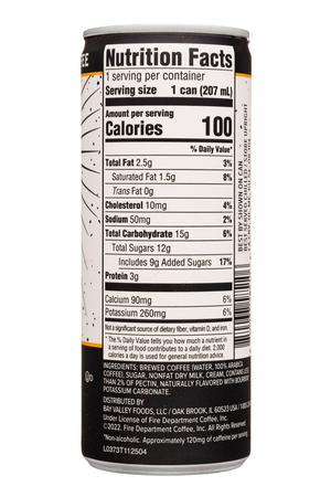 Fire Department Coffee: FireDeptCoffee-7oz-2022-SpiritCoffee-VanillaBeanBourbon-Facts