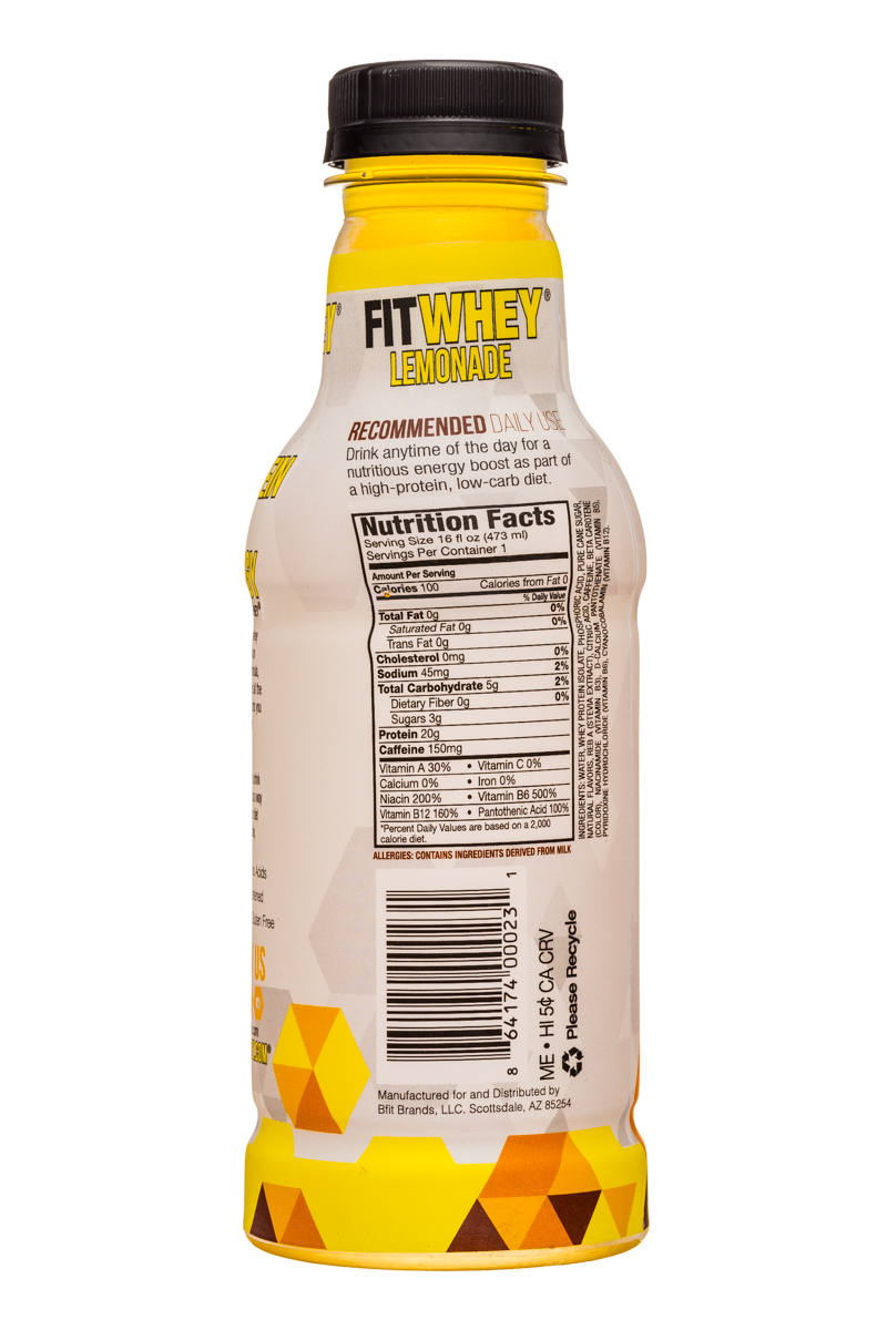 Fitwhey: FitWhey-16oz-Lemonade-Facts