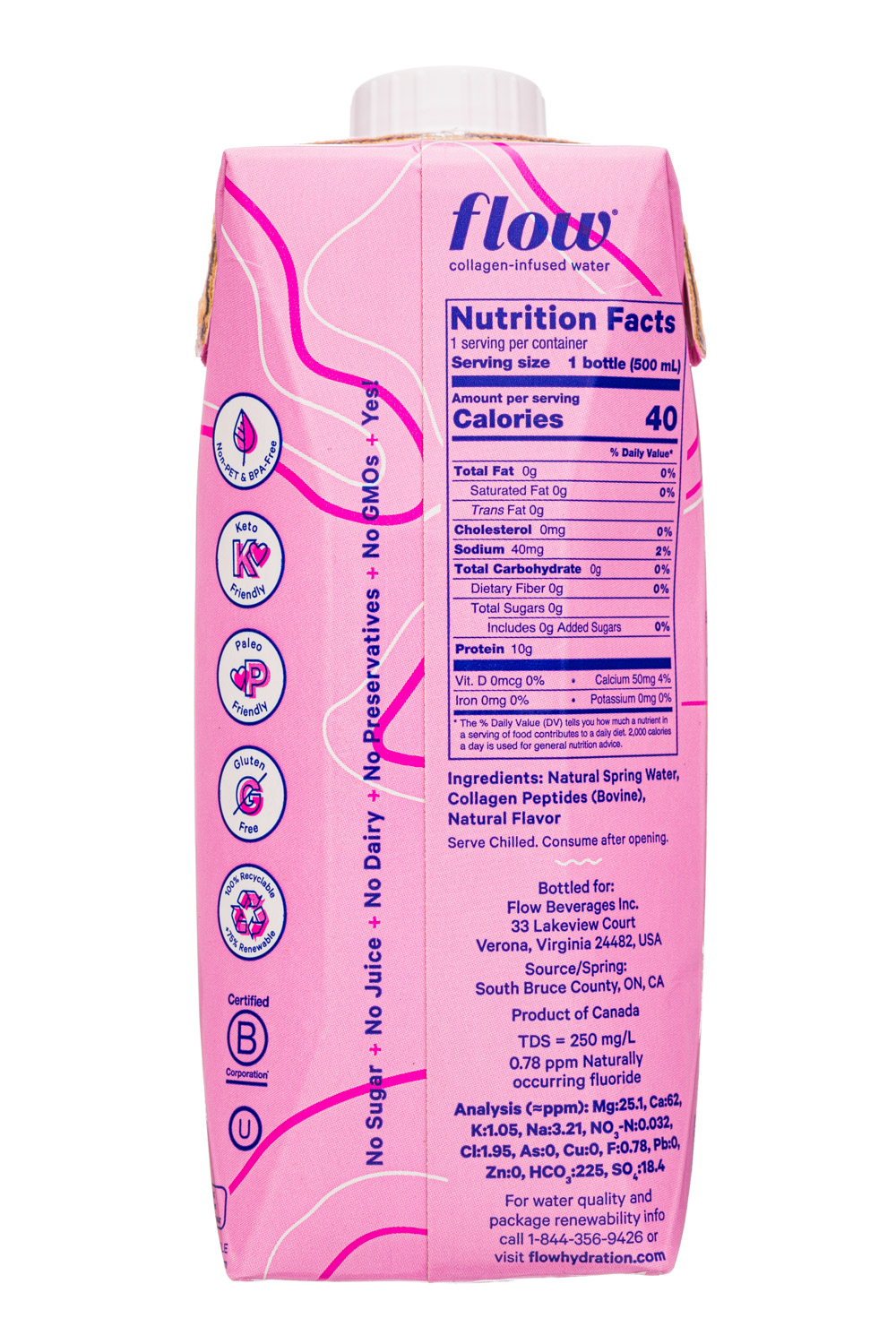 Flow Water: Flow-17oz-2021-CollagenWater-Pom-Facts