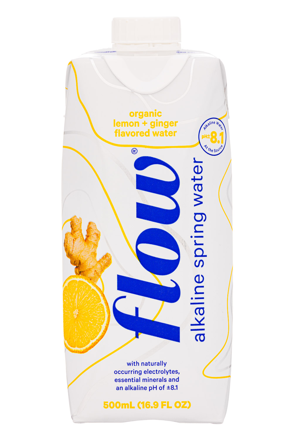 Flow Water: Flow-17oz-2021-AlkSpringWtr-LemonGinger-Front