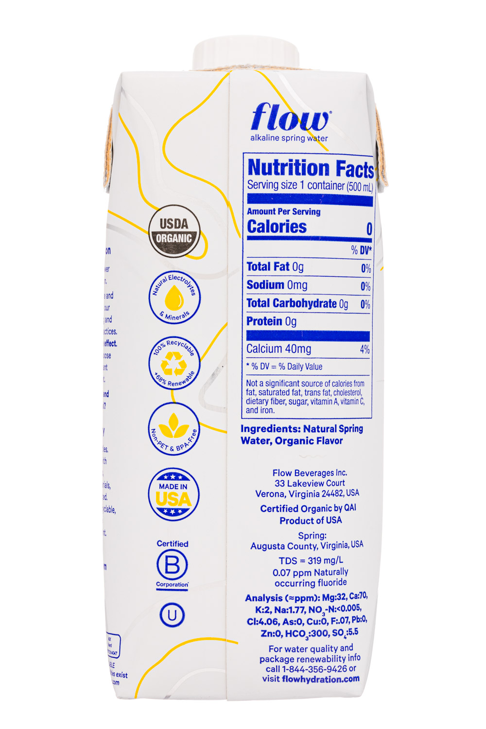 Flow Water: Flow-17oz-2021-AlkSpringWtr-LemonGinger-Facts