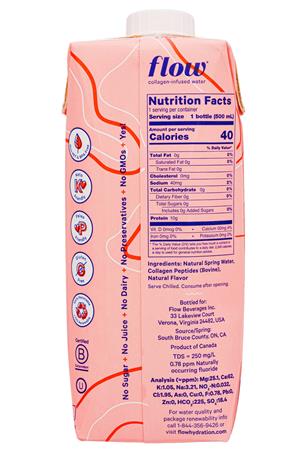 Flow Water: Flow-17oz-2021-CollagenWater-BloodOrange-Facts