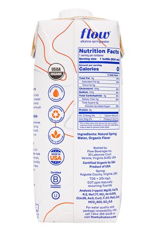 Flow Water: Flow-17oz-2021-AlkSprngWtr-PeachBlueb-Facts