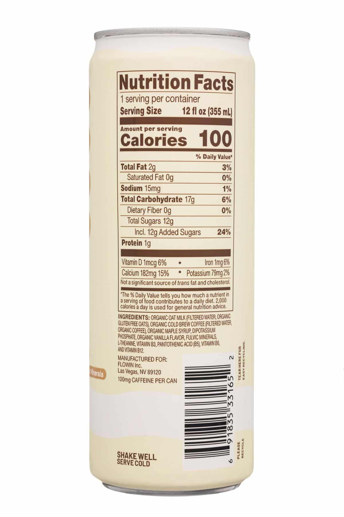 Flowin: Flowin-12oz-2025-ColdBrew-VanillaLatte-Facts