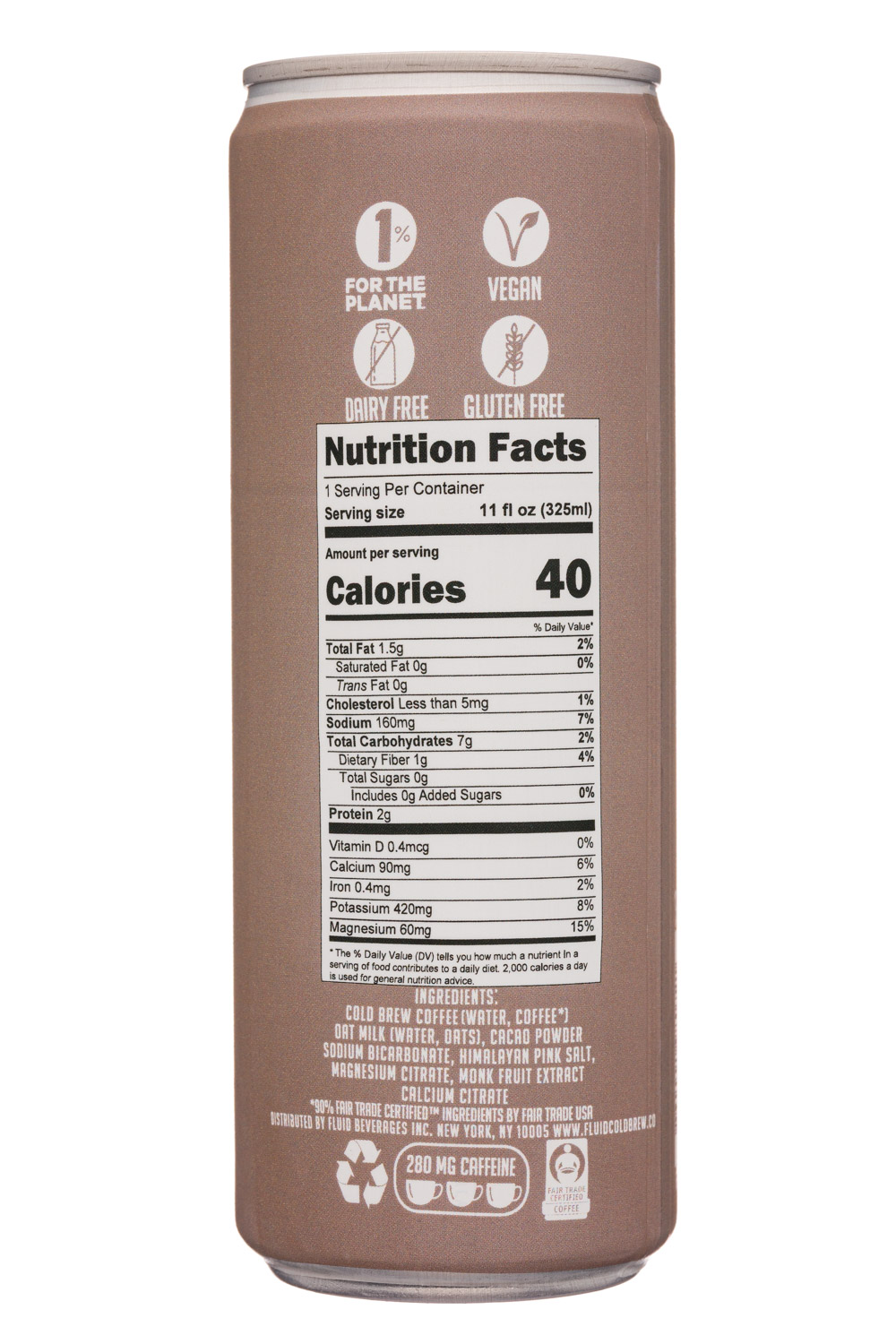Fluid Cold Brew: FluidBeverages-11oz-2020-HydrateCoffee-CocoaMocha-Facts