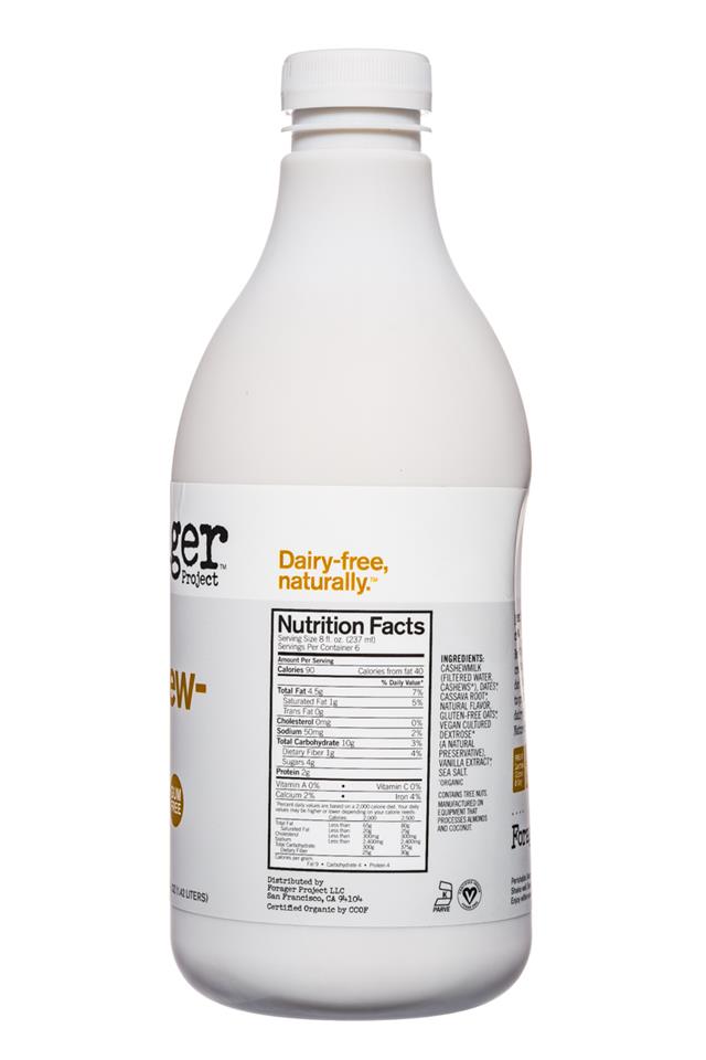 Forager Project Cashewmilk: Forager-48oz-CashewMilk-Vanilla-Facts