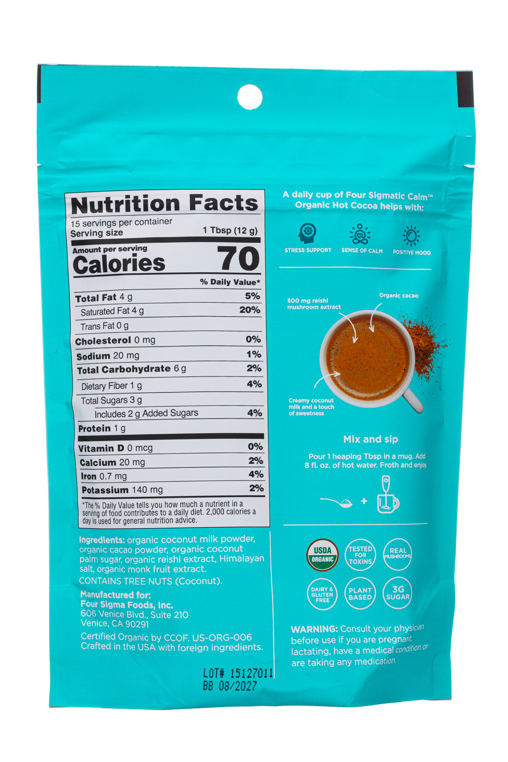 Four Sigmatic: FourSigmatic-120g-2025-Calm-Instant-MylkHotCocoa