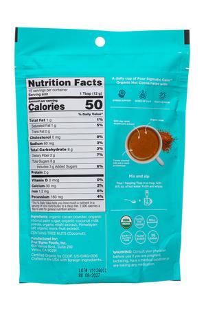 Four Sigmatic: FourSigmatic-120g-2025-Calm-Instant-DarkHotCocoa-Facts